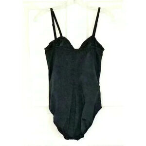 Lands' End women's swimsuit size 16 one-piece black ruched built-in bra